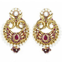Kriaa Austrian Stone Gold Plated Meenakari Dangler Earrings - 1300416