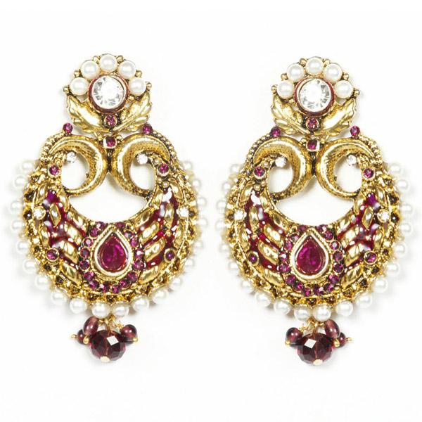 Kriaa Austrian Stone Gold Plated Meenakari Dangler Earrings - 1300416