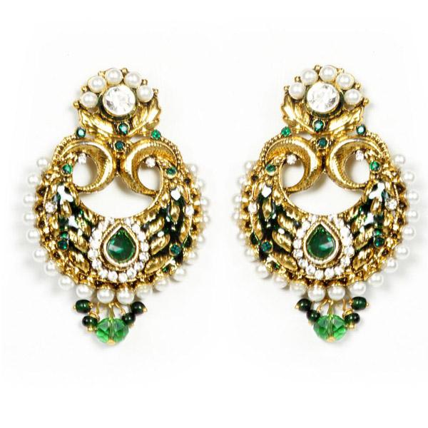 Kriaa Gold Plated Austrian Stone Meenakari Dangler Earrings - 1300417