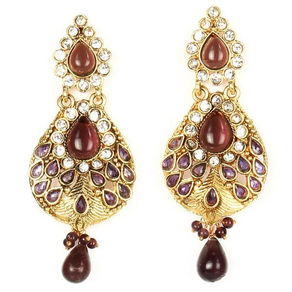 Kriaa Gold Plated Austrian Stone Dangler Earrings - 1300427