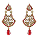 Kriaa Red Austrian Stone Gold Plated Dangler Earrings - 1300901