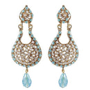 Kriaa Blue Austrian Stone Gold Plated Dangler Earrings - 1300904