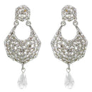 Kriaa Rhodium Plated White Austrian Stone Dangler Earrings - 1300905