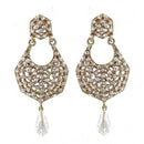 Kriaa White Austrian Stone Gold Plated Dangler Earrings - 1300906