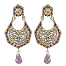 Kriaa Purple Austrian Stone Gold Plated Dangler Earrings - 1300907