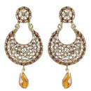 Kriaa Brown Austrian Stone Gold Plated Chandbali Earrings - 1300909