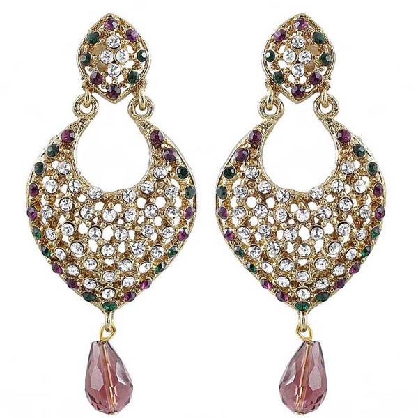 Kriaa Austrian Stone Gold Plated Dangler Earrings - 1300911