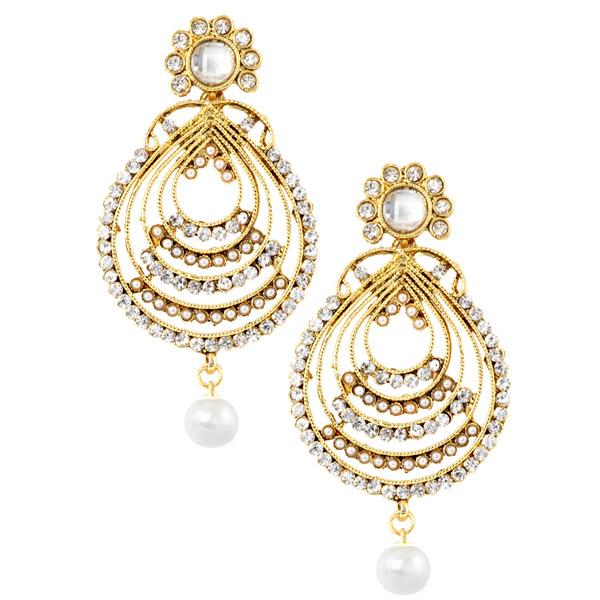 Kriaa Austrian Stone Gold Plated Dangler Earrings - 1303702