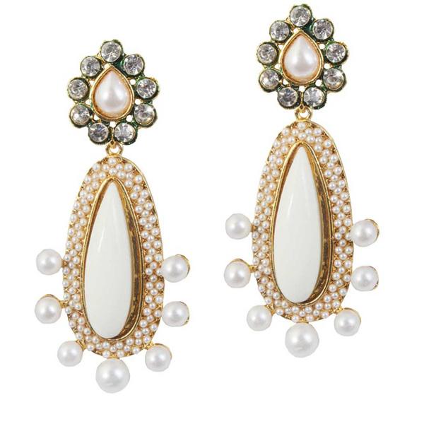 Kriaa Kundan Gold Plated Dangler Earrings - 1303794