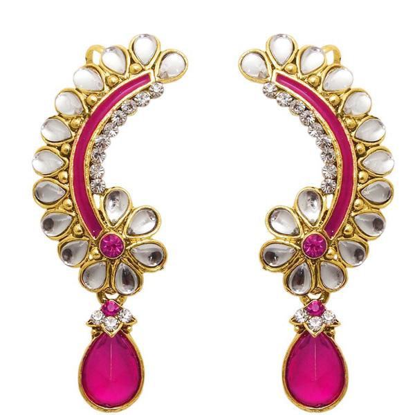 The99Jewel Kundan Austrian Stone Meenakari Dangler Earrings - 1304505