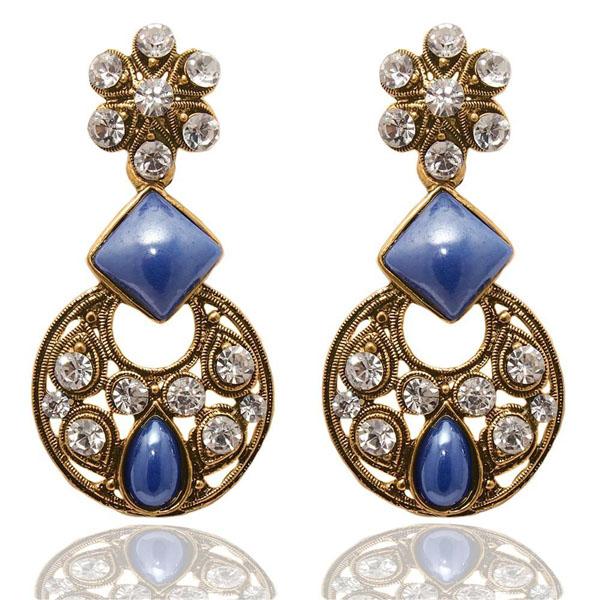 The99Jewel Blue Austrian Stone Chandbali Earrings - 1304512