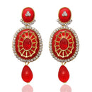 The99Jewel Stone Red Meenakari Gold Plated Dangler Earrings - 1304521