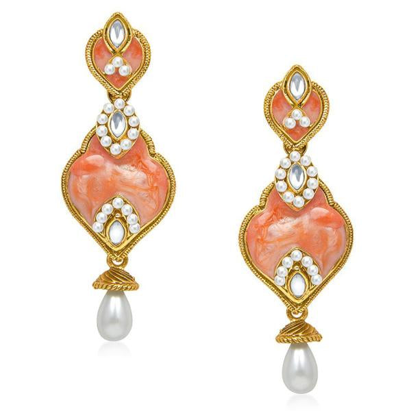 The99Jewel Kundan Gold Plated Dangler Earrings - 1304525