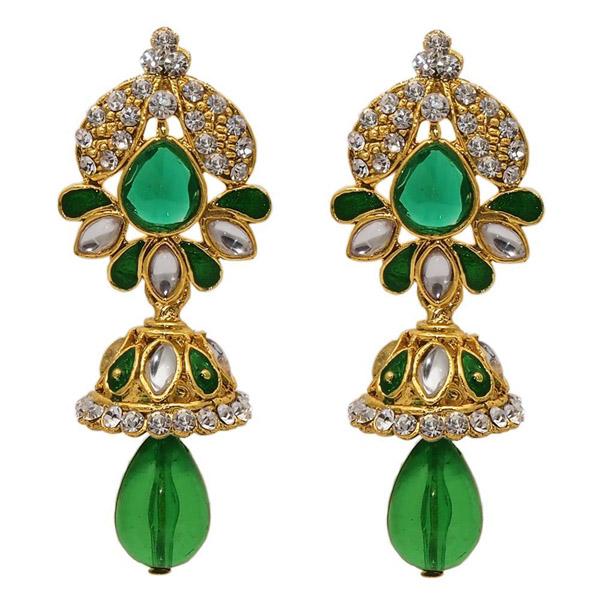 The99jewel Green Kundan Austrian Stone Dangler Earrings - 1304810