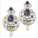 Kriaa Gold Plated Kundan Pearl Drop Dangler Earrings