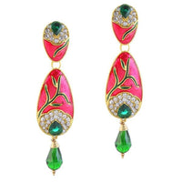 Kriaa Austrian Stone Gold Plated Meenakari Dangler Earrings - 1306004