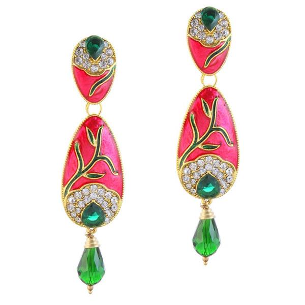 Kriaa Austrian Stone Gold Plated Meenakari Dangler Earrings - 1306004