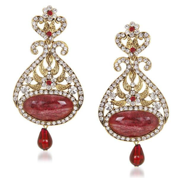 Kriaa Austrian Stone Drop Gold Plated Dangler Earring