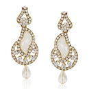 Kriaa White Austrian Stone Drop Gold Plated Dangler Earring - 1306216