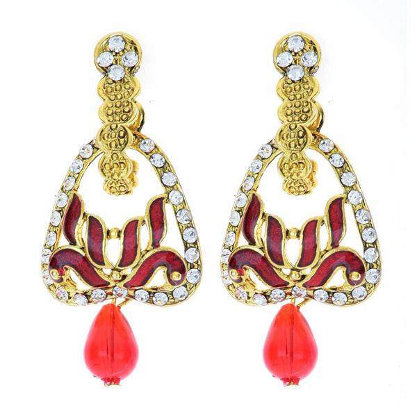 Kriaa Stone Meenakari Drop Gold Plated Dangler Peacock Earring