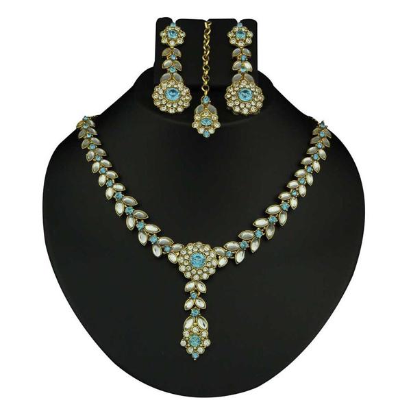 Kriaa Blue Stone And Kundan Necklace Set - 2101301