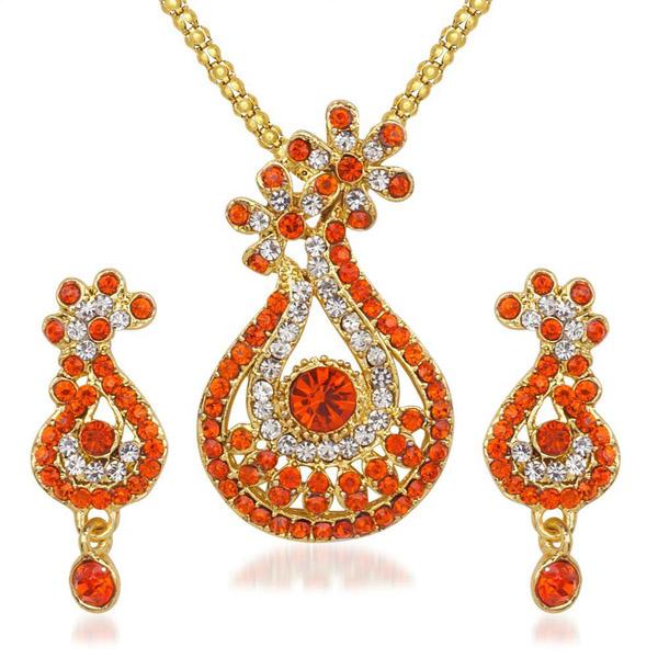 Kriaa Orange Austrian Stone Pendant Set