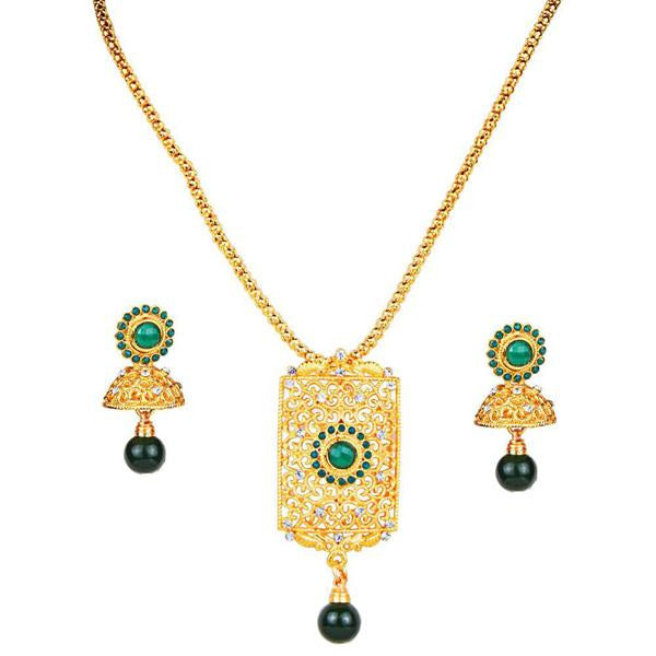 Kriaa Green Austrian Stone Pendant Set