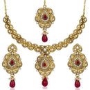 Kriaa Pink Stone Necklace Set With Maang Tikka - 2101901