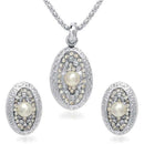 Kriaa Silver Plated White Austrian Stone Pendant Set