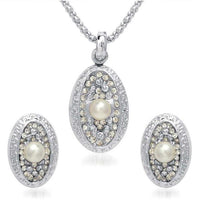 Kriaa Silver Plated White Austrian Stone Pendant Set