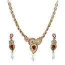 Kriaa Green And Pink Stone Necklace Set