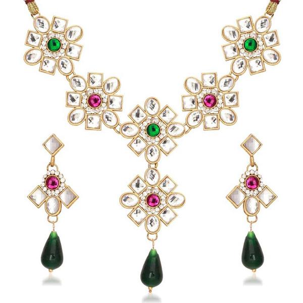 Kriaa Multicolor Stone And Kundan Necklace Set