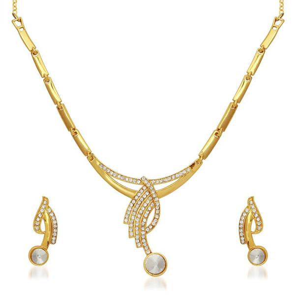 Kriaa White Austrian Stone Necklace Set - 2102606