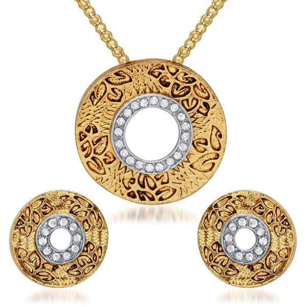 Kriaa White Austrian Stone Pendant Set