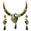 Kriaa Multicolor Meenakari Kundan Necklace Set