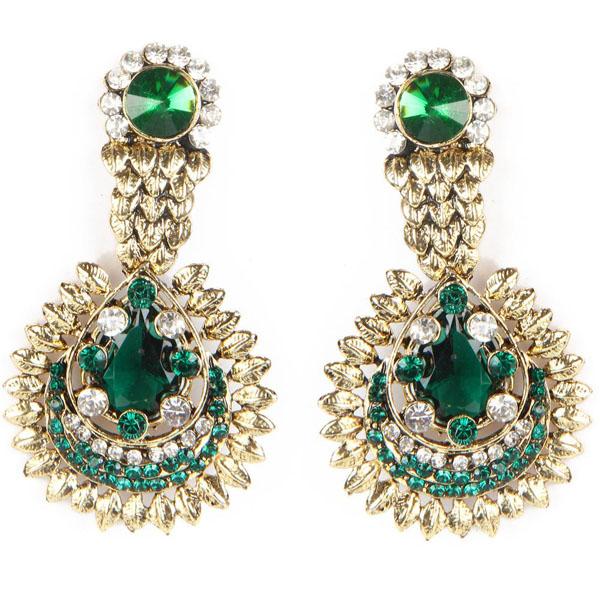 Kriaa Gold Plated Austrian Stone Dangler Earrings - 1300306