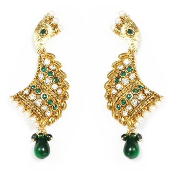 Kriaa Pearl Beaded Gold Plated Dangler Earrings - 1300425