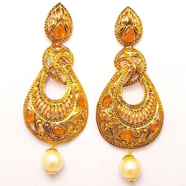 Kriaa Zinc Alloy Gold Plated Stone Dangler Earring - 1307201B