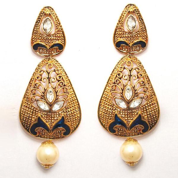 Kriaa Zinc Alloy Gold Plated Crystal Dangler Earring - 1307203A