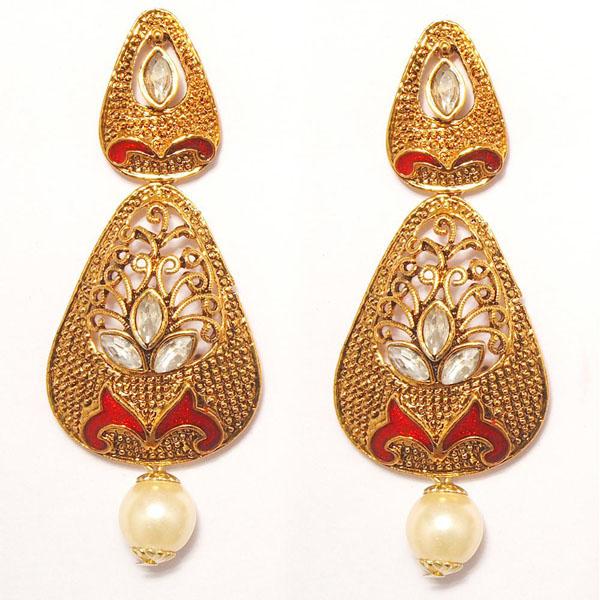 Kriaa Zinc Alloy Gold Plated Crystal Dangler Earring - 1307203B