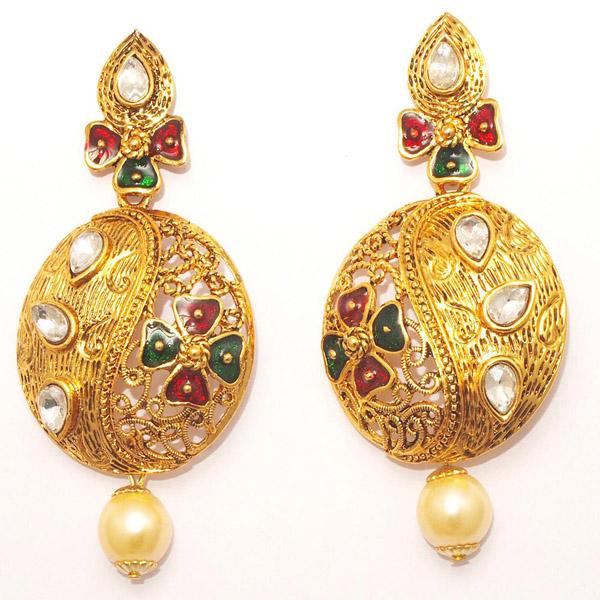 Kriaa Zinc Alloy Gold Plated Crystal Dangler Earring - 1307206A