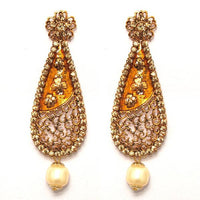 Kriaa Zinc Alloy Gold Plated Stone Dangler Earring - 1307208A