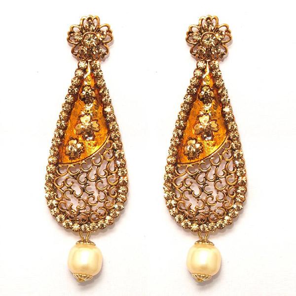 Kriaa Zinc Alloy Gold Plated Stone Dangler Earring - 1307208A