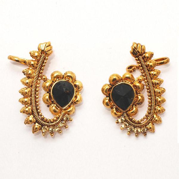 Kriaa Black Austrian Stone Gold plated Ear Cuff - 1307210B