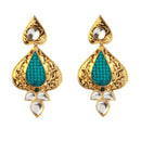 The99Jewel Kundan Green & White Dangler Earrings