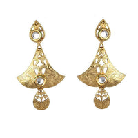 Kriaa Kundan Zinc Alloy Gold Plated Dangler Earring - 1307337