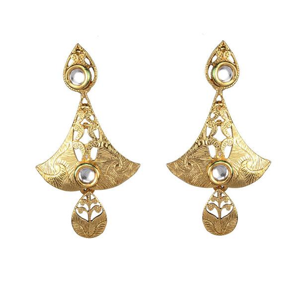 Kriaa Kundan Zinc Alloy Gold Plated Dangler Earring - 1307337