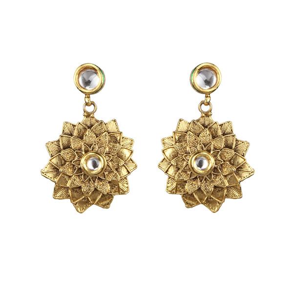 Kriaa Kundan Zinc Alloy Gold Plated Dangler Earring - 1307338
