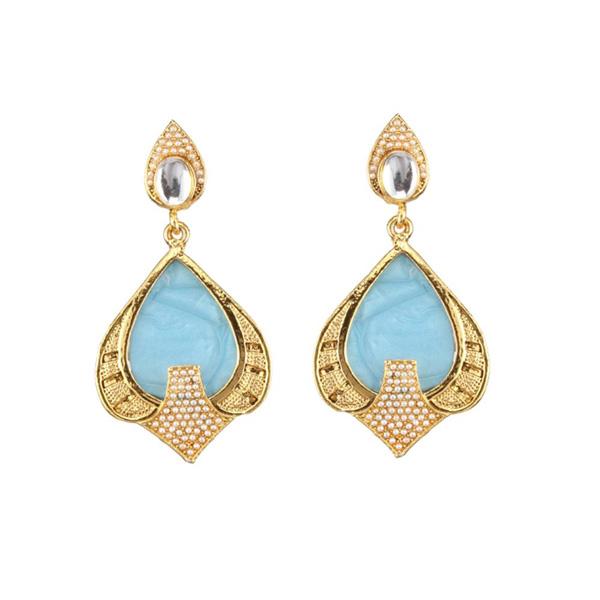 Kriaa Gold Plated Resin Pearl Kundan Dangler Earring - 1307340A