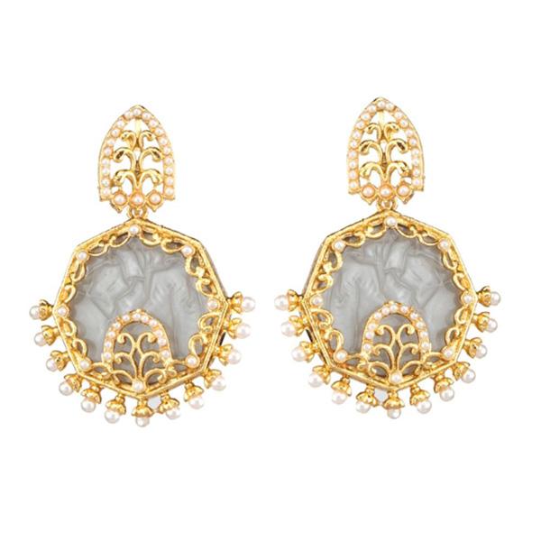 Kriaa Gold Plated Resin Pearl Dangler Earring - 1307346A